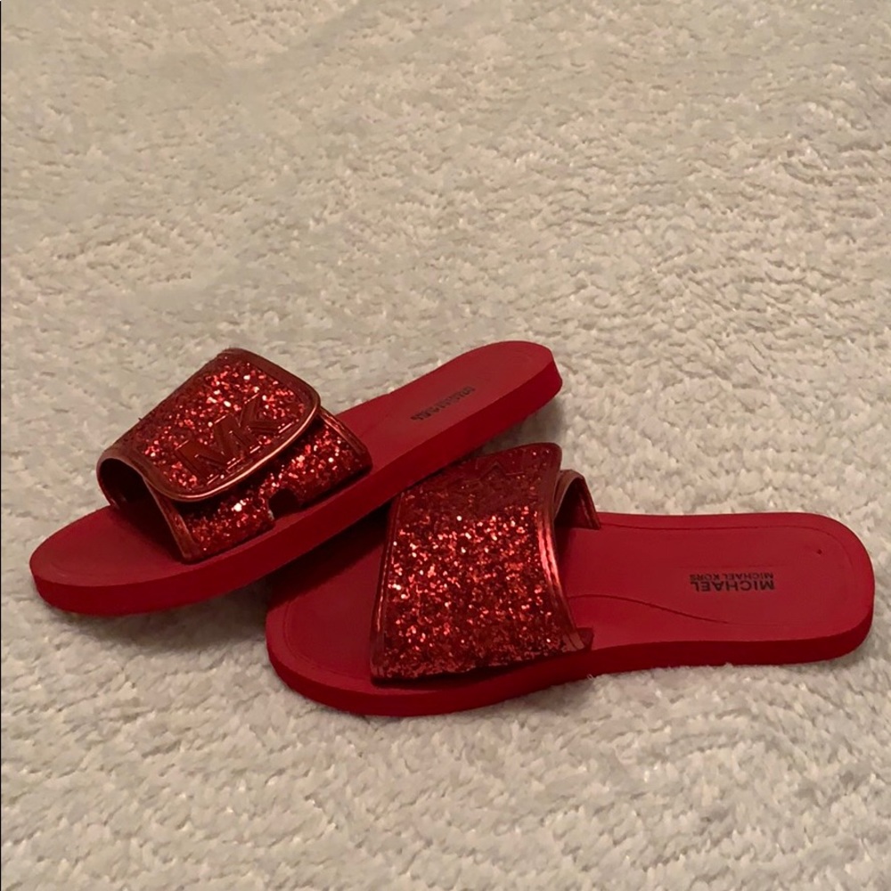 ♥️Michael Kors Red Glidder Slides